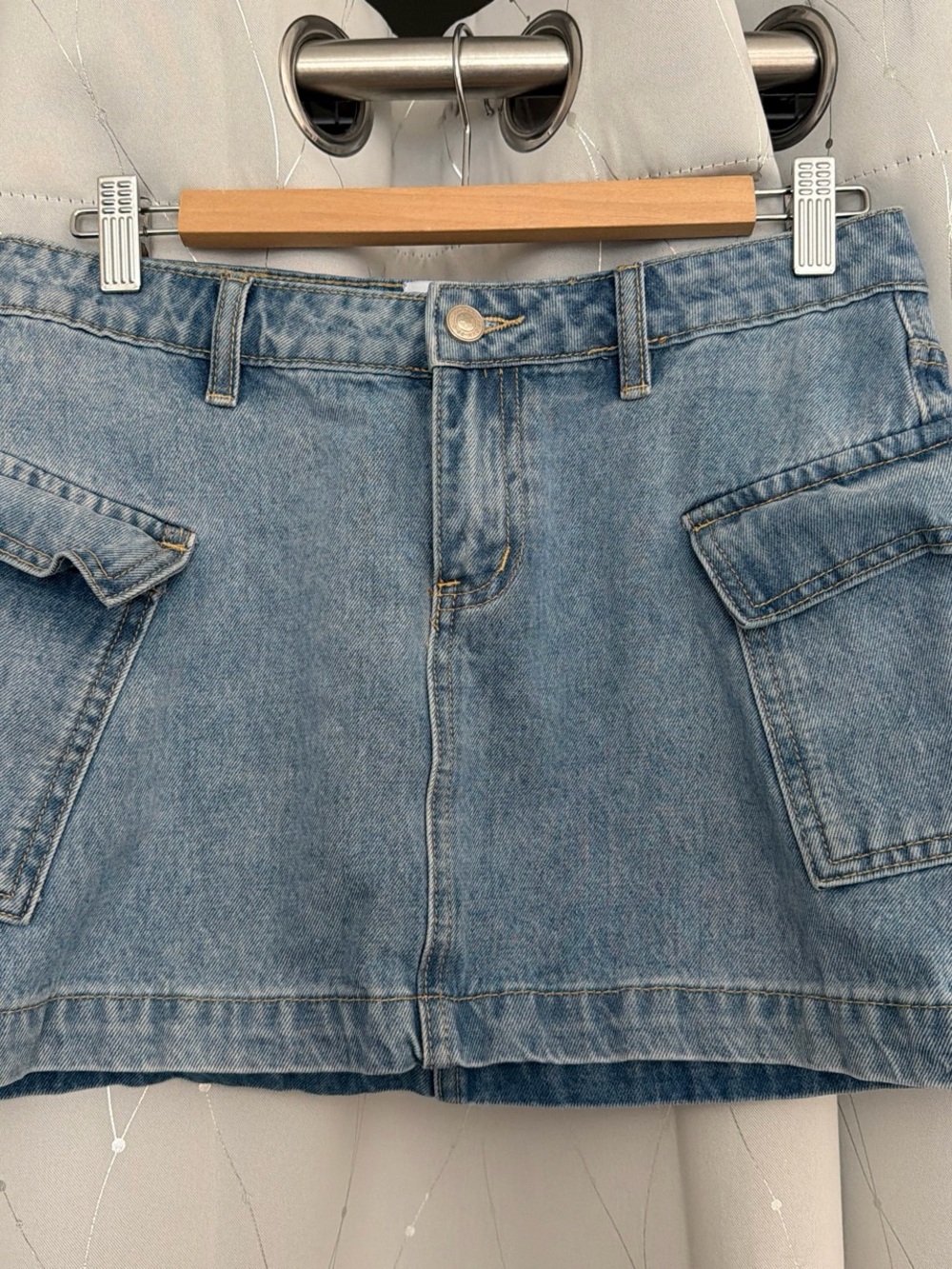 Princess Polly Light Blue Denim Mini Skirt with Cargo Pockets